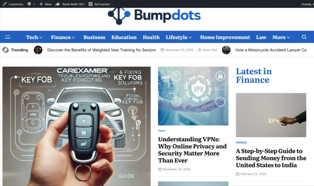 Homepage of the bumpdots.com